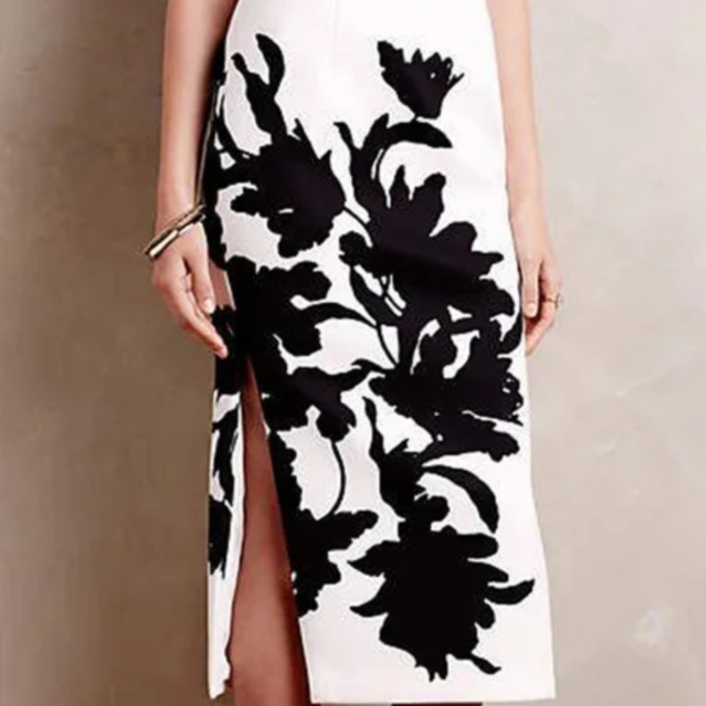Black/ white, floral, Midi skirt